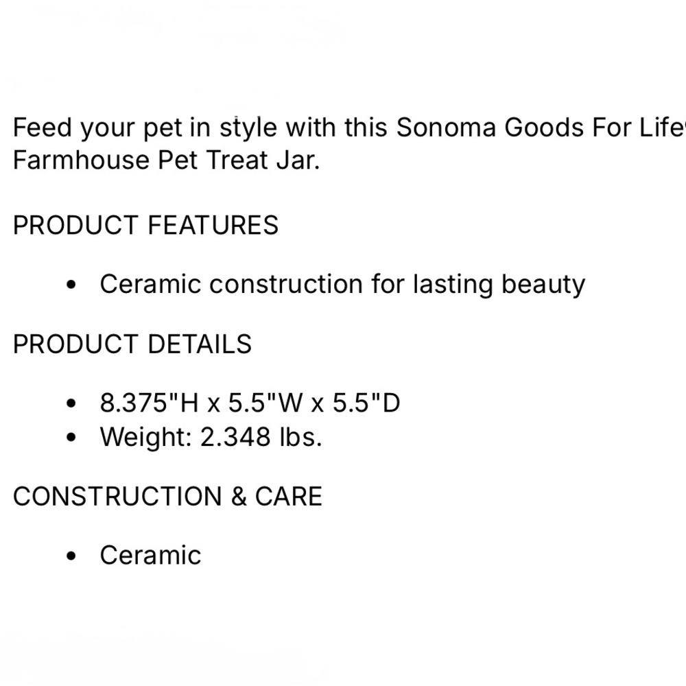 Sonoma Goods For Life Farmhouse Pet Treat Jar - Picture 9 of 9